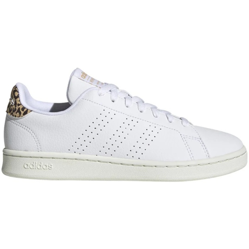 adidas White Leather Sneakers with Leopard Heel Tab